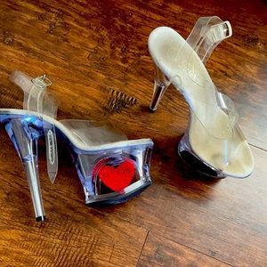 Used pleasers. 7 inches clear w/ red heart